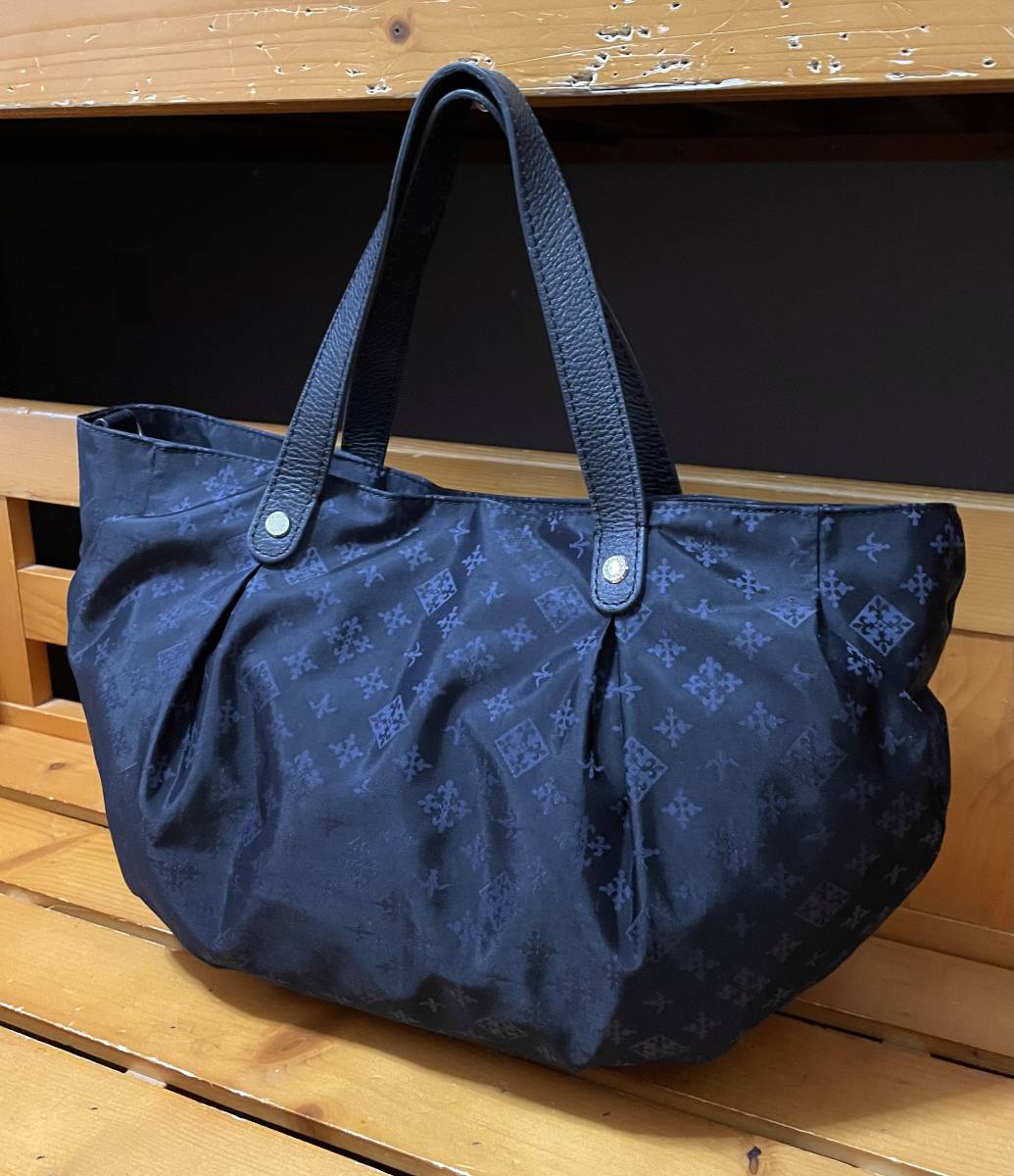 美品 ラシット 2way トートバック 親子バック ブラック×ネイビー 保存