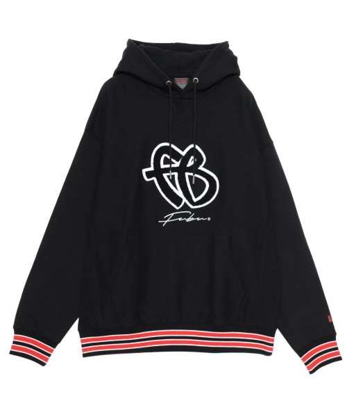 数量限定】 BG27)FUBU ロゴプルオーバーパーカー/黒/XL/USサイズ/フブ