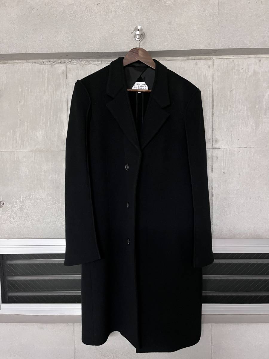 タグ有美品☆ Maison Margiela メゾンマルジェラ ウールシングルチェスターコート 46 ブラック イタリア製 20-21AW_画像1