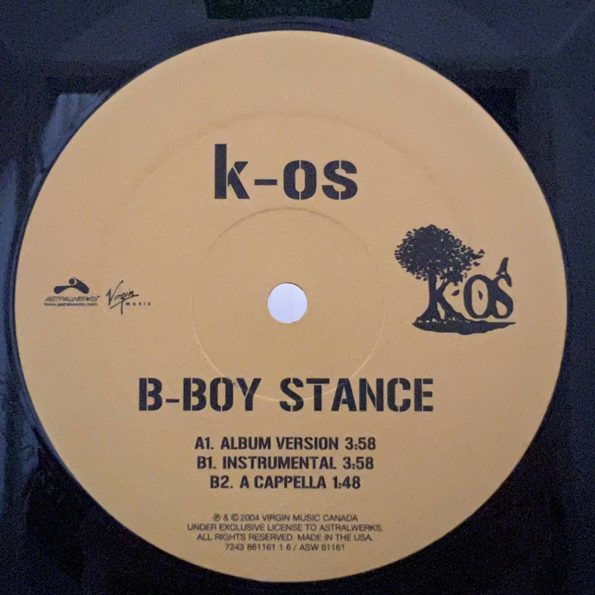 Hip Hop 12 - K-OS - B-Boy Stance - Astralwerks - VG+ - シュリンク付_画像4