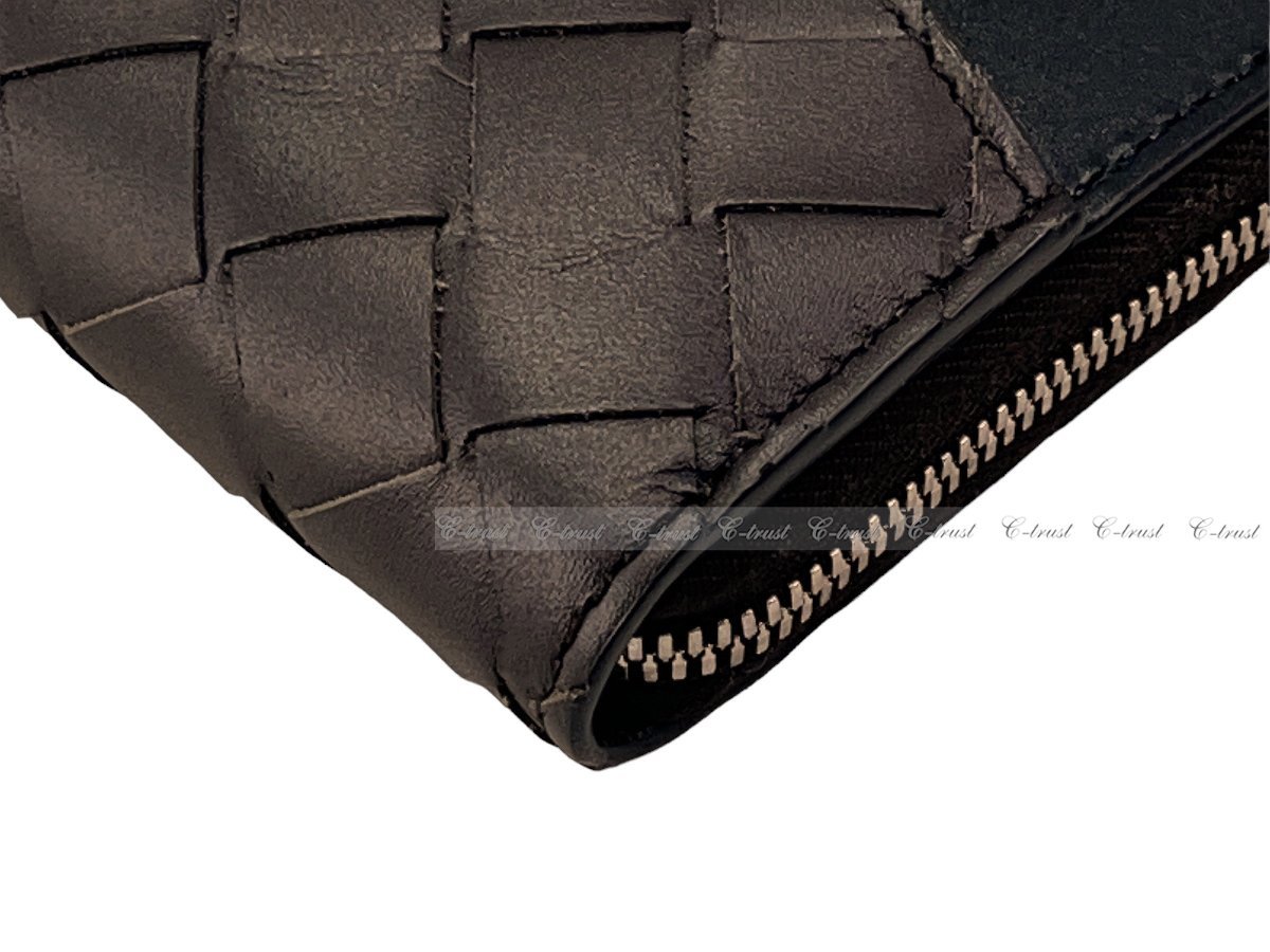 J422.. BOTTEGA VENETA ボッテガ ヴェネタ 長財布 ジップアラウンド ウォレット バイカラー イタリア製 ★ 2138 FONDANTE × BLAC_画像5
