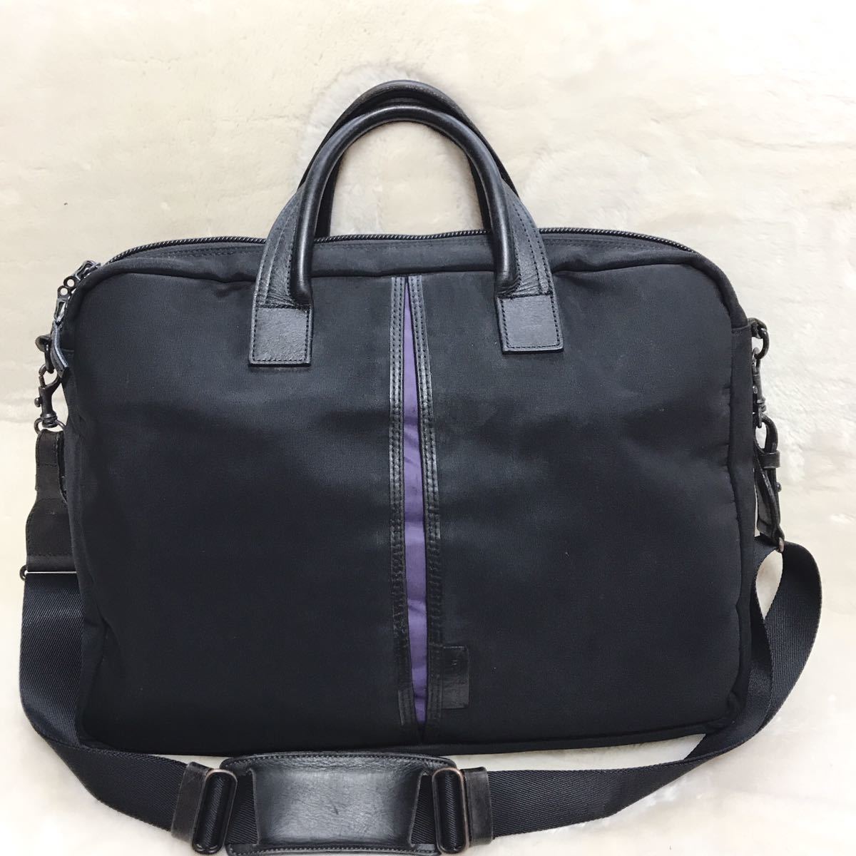 Paul Smith Paul Smith 2way портфель портфель мужской работа путешествие нейлон кожа Logo чёрный черный фиолетовый лиловый 