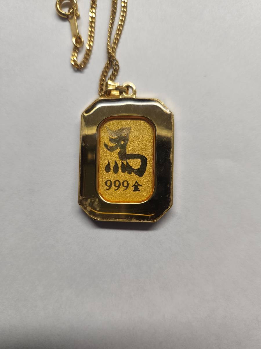 K24 24金 ゴールド 馬 999金刻印 インゴットモチーフ ネックレス K24 24金 ゴールド 馬 999金刻印 インゴットモチーフ ネックレス