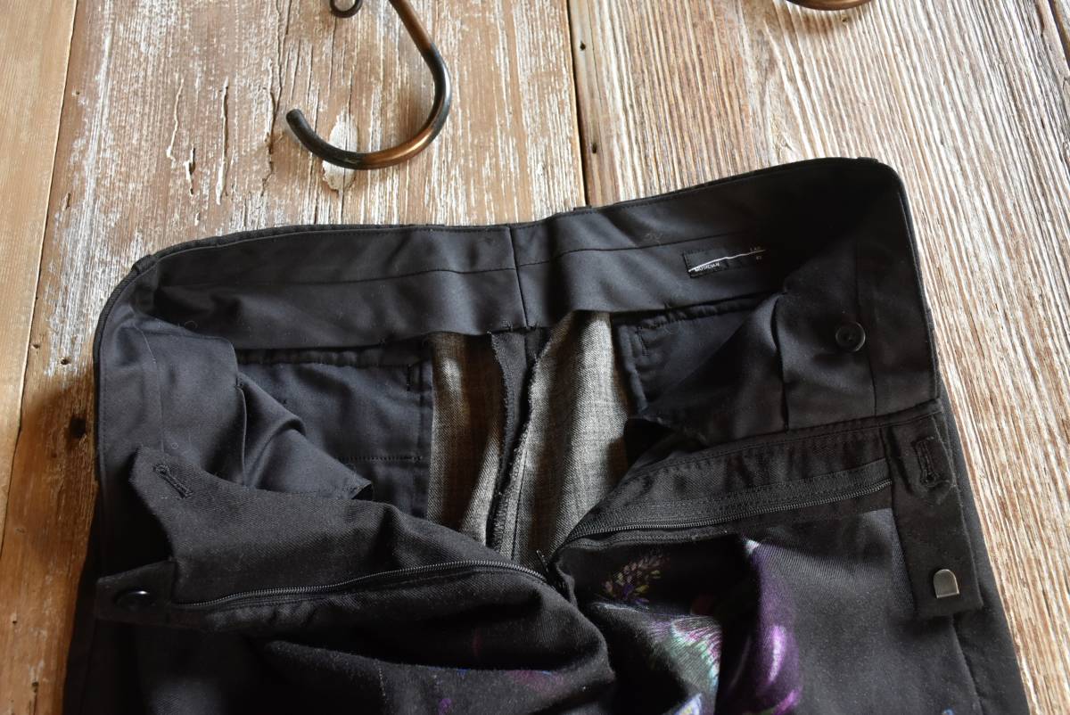 希少 日本製 LAD MUSICIAN ラッドミュージシャン 2TUCK TAPERED WIDE WOOL GABARDINE INKJET FLOWER ウール 2219-576 スラックス パンツ 42_画像5
