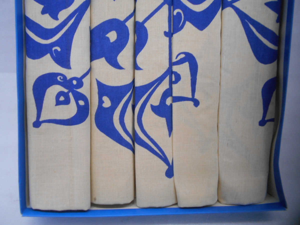 # zabuton cover that 1 # super long time period stock goods cheap 5 pieces set 55cm×59cm unbleached cloth . blue pattern 