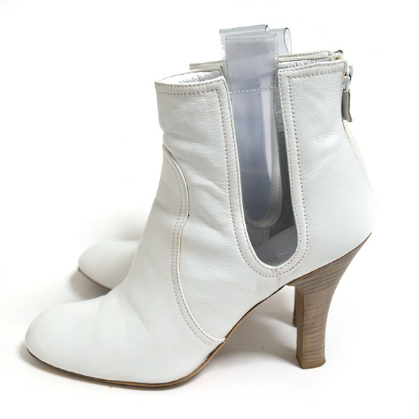 EMPORIO ARMANI# кожа короткие сапоги ботиночки -37(23.5cm) Emporio Armani задний застежка-молния белый женский 