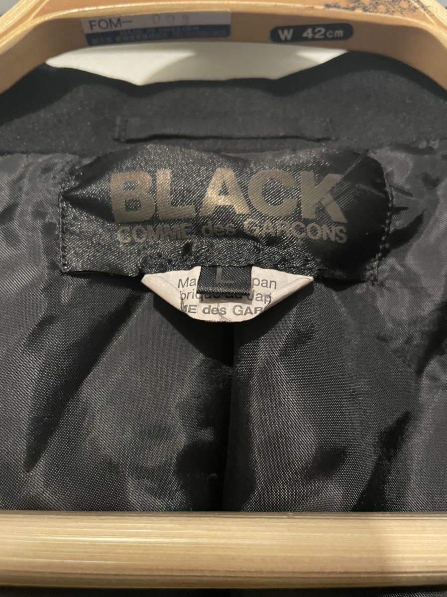 刺繍 クラッシュ加工 ロングジャケット コート BLACK COMME des GARCONS L AD2013 定価8万円 川久保玲 パンク_画像4