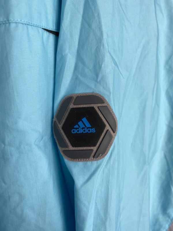 【希少】　adidas soccer　アディダス　サッカー　トレーニングウェア　ウィンドブレーカー　メンズ　Oサイズ　水色　フード欠品_画像5