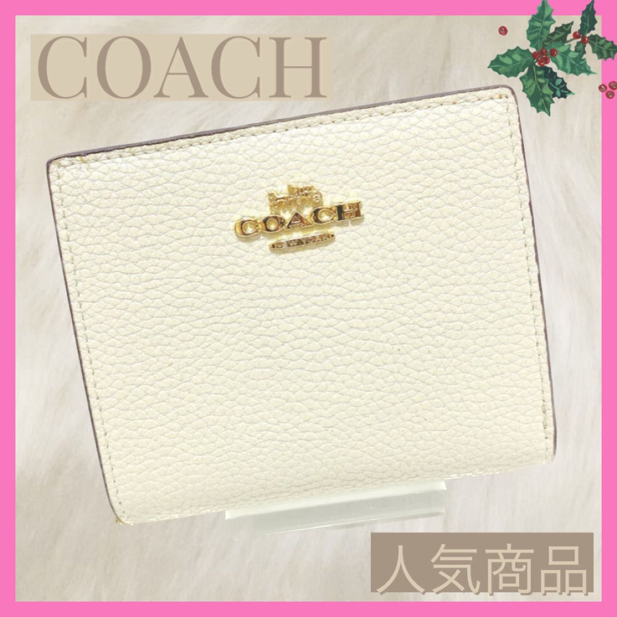 新品未使用品 COACH 二つ折り財布 コンパクト チョーク C2862 Yahoo