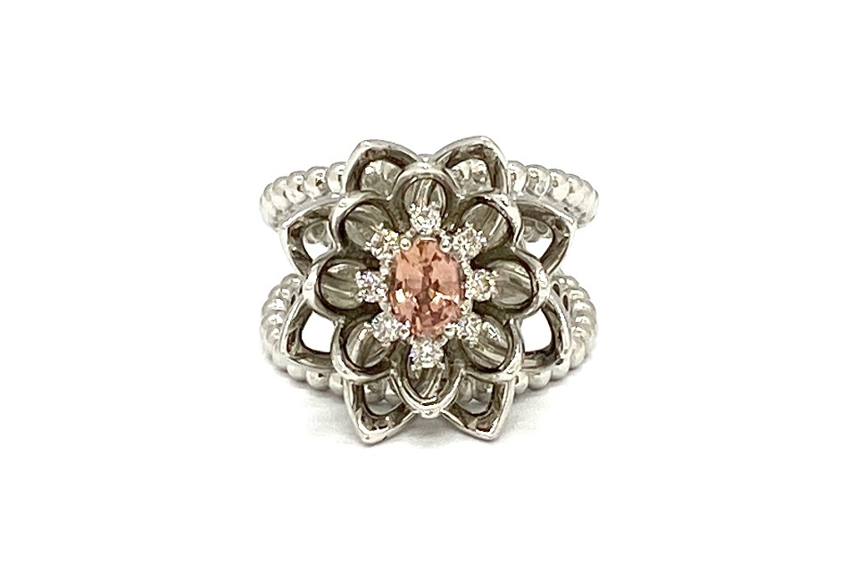 Pink Sapphire Pt900ピンクサファイヤ ダイヤモンドリング NO.61450