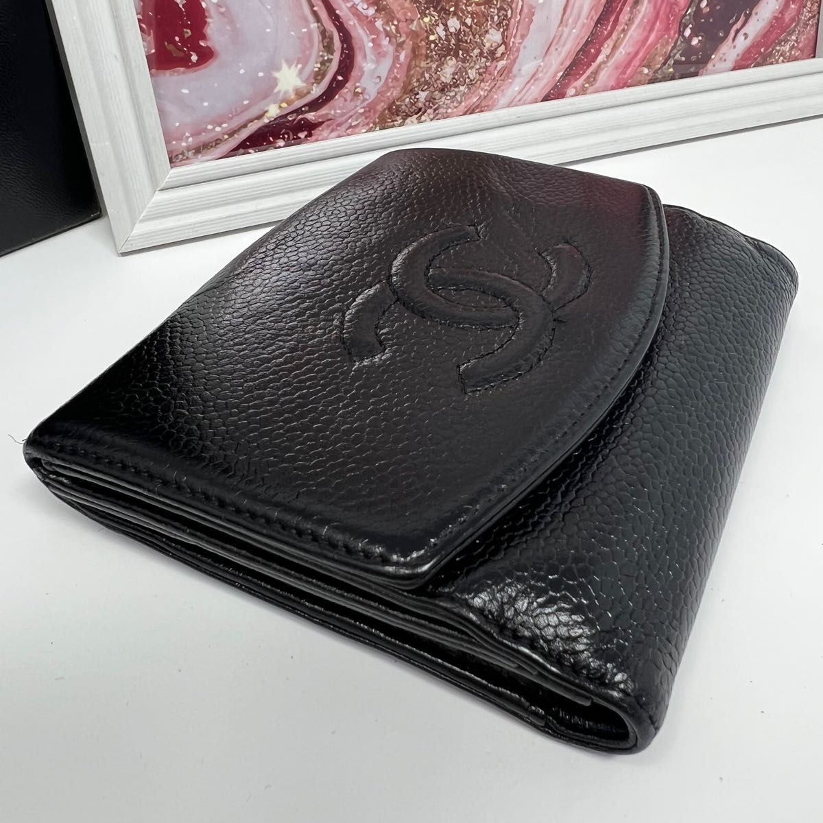 CHANEL シャネル 財布 キャビアスキン Wホック コンパクト財布 【特別