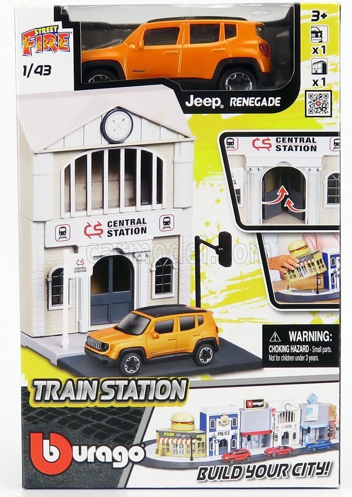 burago city 1/43 TRAIN STATION with JEEP RENEGADE 2017 BBurago Jeep burago city 1/43 TRAIN STATION with JEEP RENEGADE 2017 BBurago Jeep