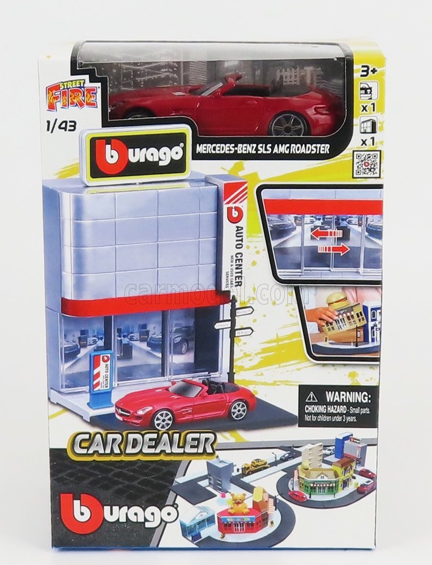 burago city 1/43 CAR DEALER with MERCEDES BENZ SLS AMG ROADSTER 2018　ブラーゴ　メルセデス　ベンツ_画像1