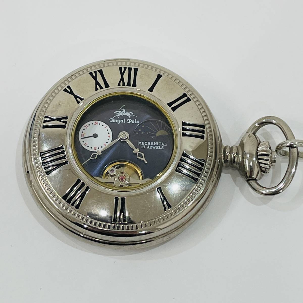 【Royal Polo/ロイヤルポロ】懐中時計 手巻き式 17JEWELS 稼働品 ケース付 1419
