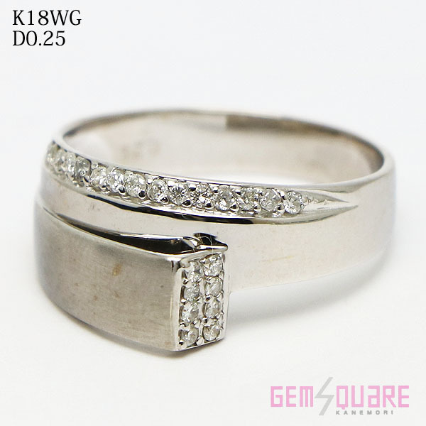 値下げ交渉可】K18WG ダイヤモンド リング 指輪 螺旋モチーフ D0.25