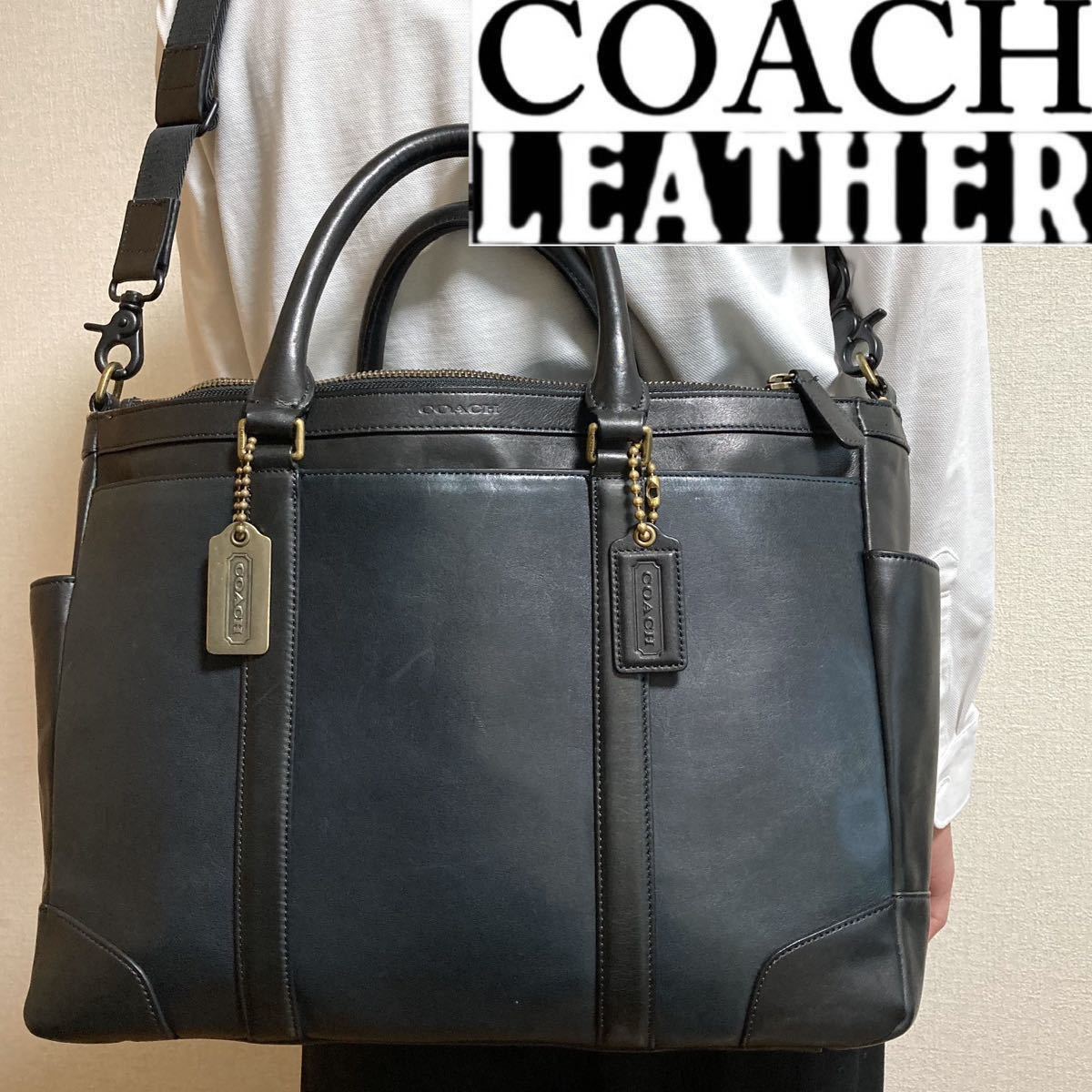競売 【本革】COACH ビジネストートバッグ 定価10万 ビジネスバッグ コーチ メトロポリタン トートバッグ 本革 黒 ビジネス