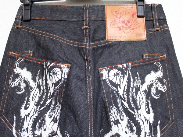 エドハーディー ed hardy メンズデニムパンツ ジーンズ 新品 ブラック 30インチ ドラゴン_画像3