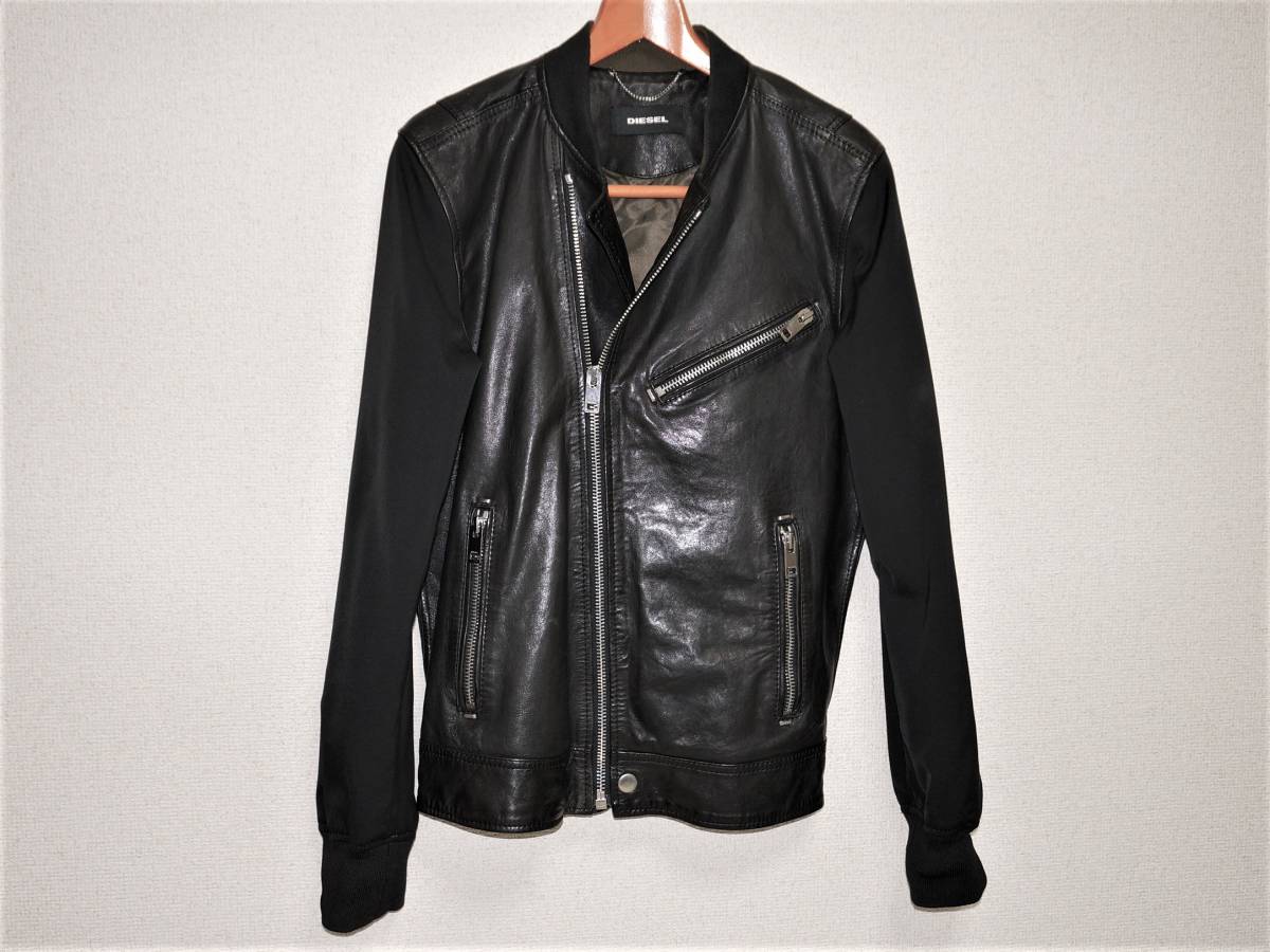DIESELディーゼル 羊革 ラムレザー リバーシブルジャケット 黒ブラック
