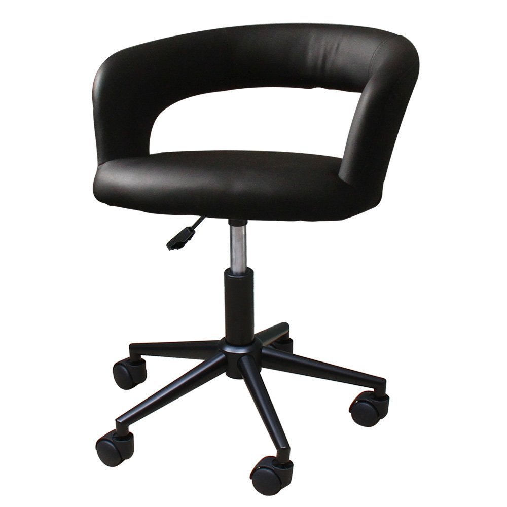 【新品】 デスクチェア キャスター付 黒脚タイプ WY-201C-BK ブラック 家具 椅子 回転 昇降式 チェア