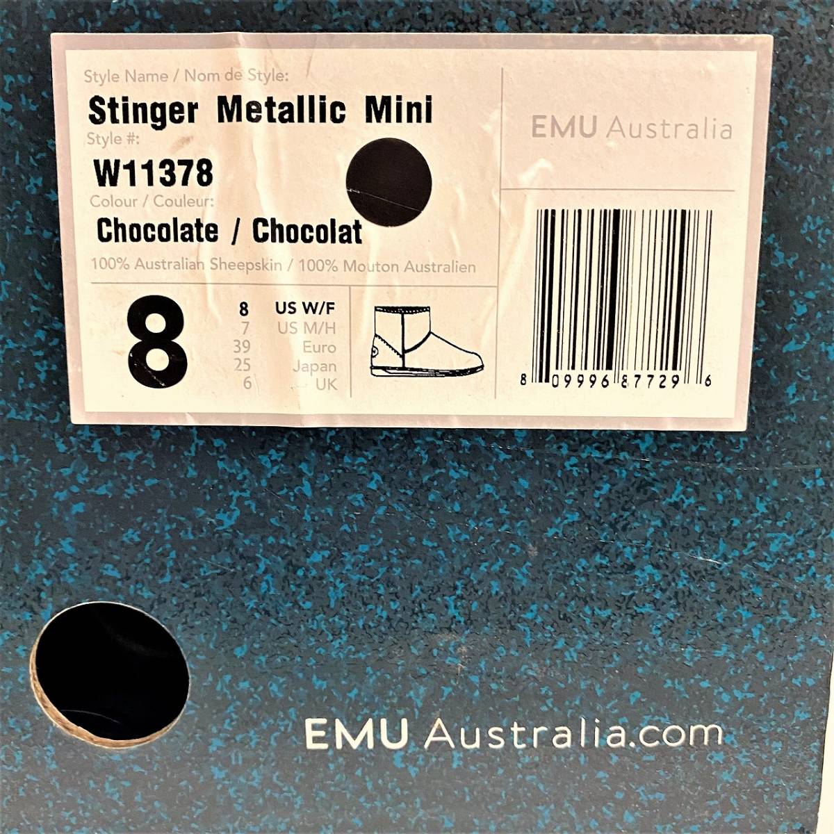 【美品】 EMU Australia エミュー W11378 Stinger Metallic Mini 裏ボア チョコレート_画像10