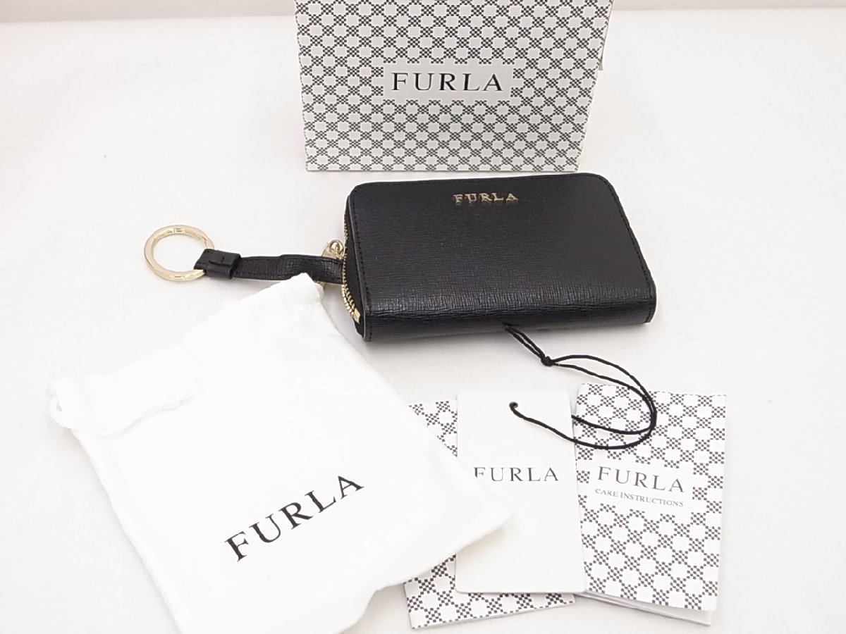 【FURLA】フルラ ラウンド ファスナー コインケース キーケース ミニ 財布 黒_画像1