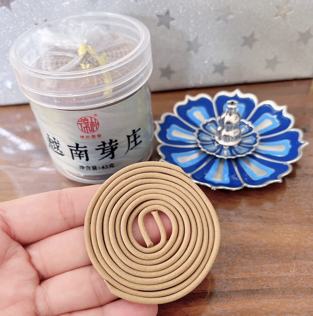 天然逸品 5星ベトナム芽庄沈香盤線1盒と線香立て 線香皿セット(番号