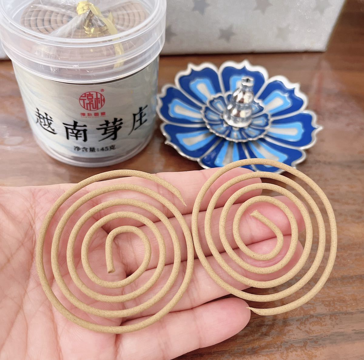 天然逸品 5星ベトナム芽庄沈香盤線1盒と線香立て 線香皿セット(番号