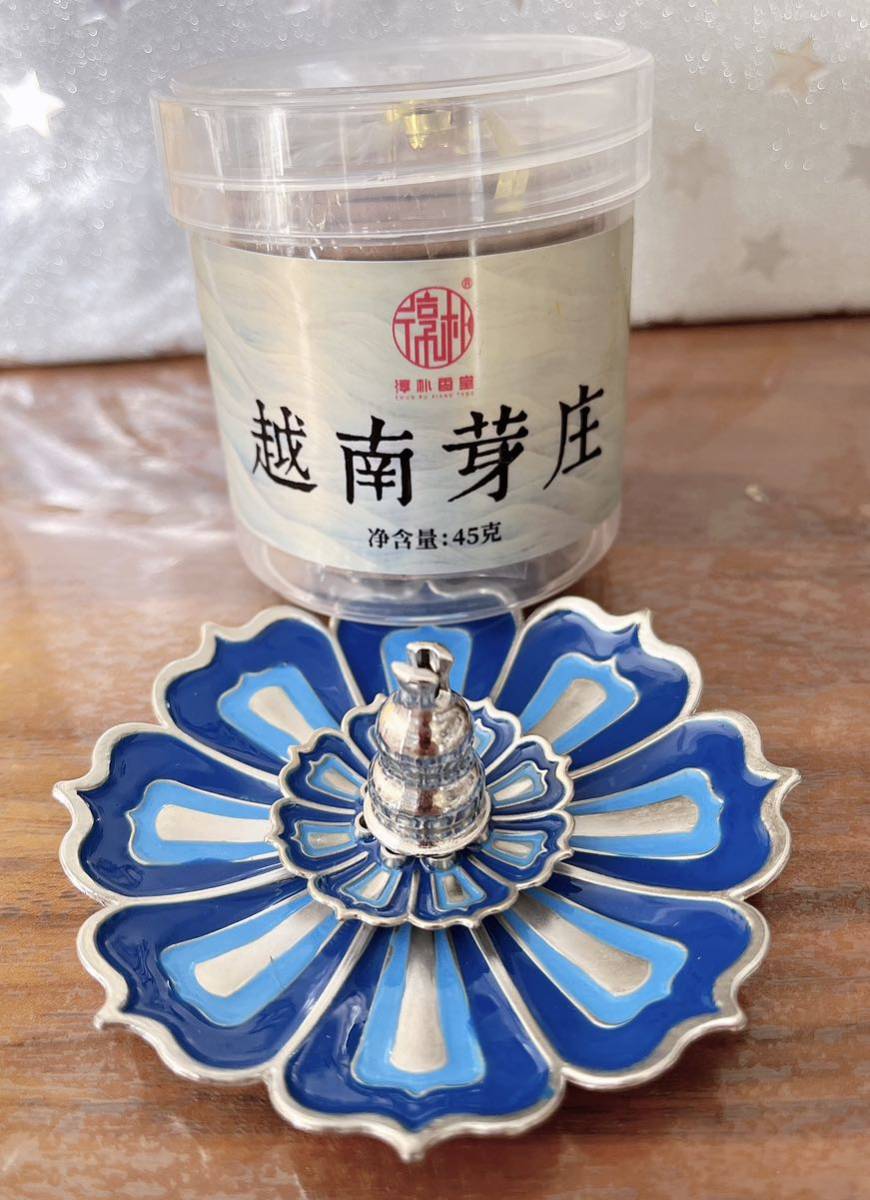 天然逸品 5星ベトナム芽庄沈香盤線1盒と線香立て 線香皿セット(番号