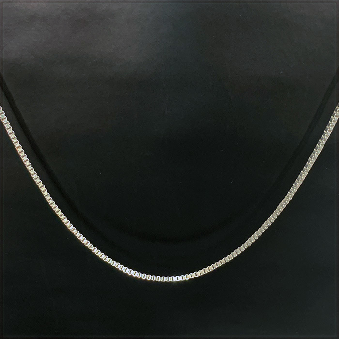 [NECKLACE] 925 Silver Plated Box Chain スリム スクエア ボックス ベネチアンチェーン シルバーネックレス 2x450mm (5.5g)【送料無料】_画像4