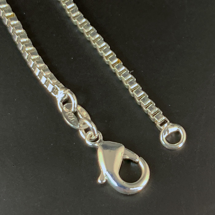 [NECKLACE] 925 Silver Plated Box Chain スリム スクエア ボックス ベネチアンチェーン シルバーネックレス 2x450mm (5.5g)【送料無料】_画像3