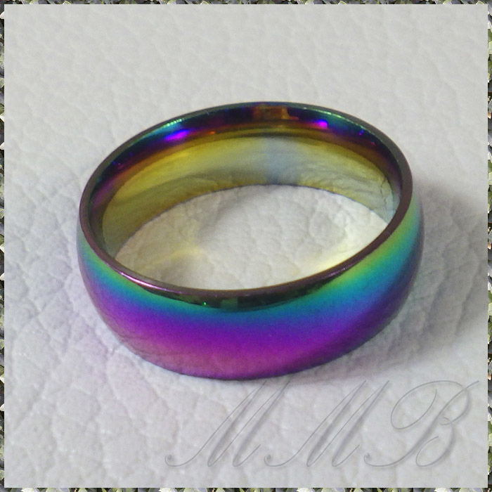 [RING] Titanium Stainless Rainbow Ring titanium нагрев градация Rainbow 6mm овальный кольцо 22 номер [ бесплатная доставка ]
