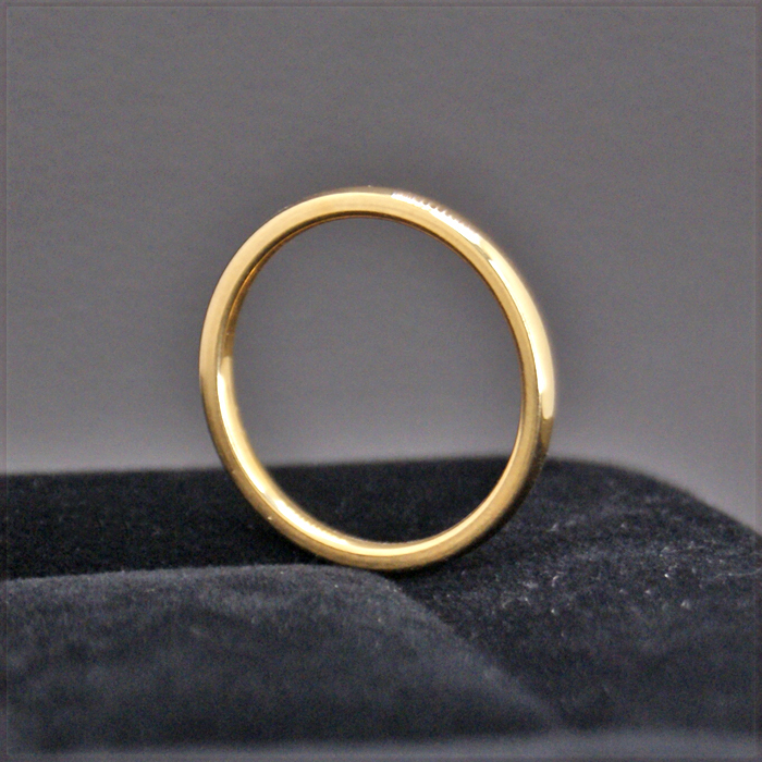 [RING] Yellow Gold Plated Stainless Smooth Simple スムース シンプル イエローゴールド 2mm 甲丸スリム リング 22号 (1.5g)【送料無料】_画像1