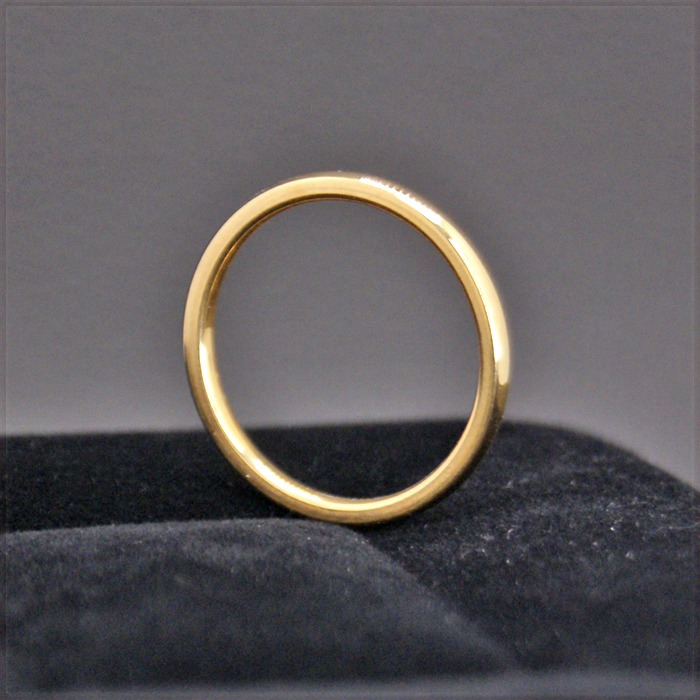 [RING] Yellow Gold Plated Stainless Smooth Simple スムース シンプル イエローゴールド 2mm 甲丸スリム リング 17号 (1.5g)【送料無料】_画像1