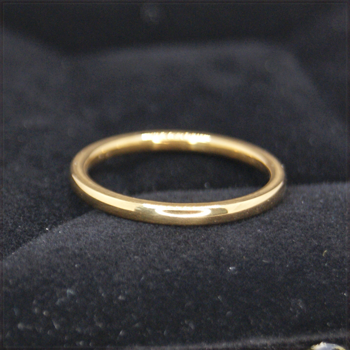 [RING] Yellow Gold Plated Stainless Smooth Simple スムース シンプル イエローゴールド 2mm 甲丸スリム リング 20号 (1.5g)【送料無料】_画像3