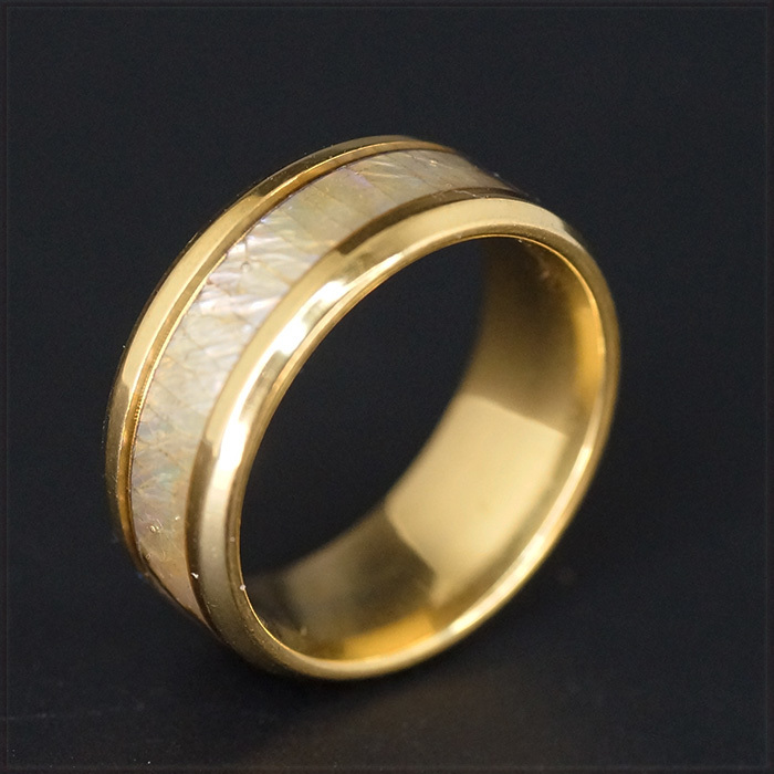 [RING] Abalone Shell & Gold Steel ナチュラル アワビ 貝殻 & メタル デザイン 8mm ゴールド リング 17号 【送料無料】_画像3