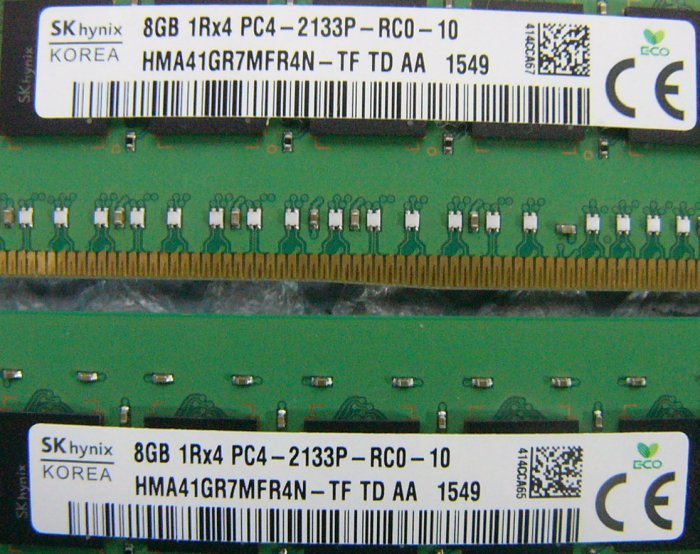 ng12 288pin DDR4 PC4-2133P-RC0 8GB Registered hynix 2 sheets total 16GB