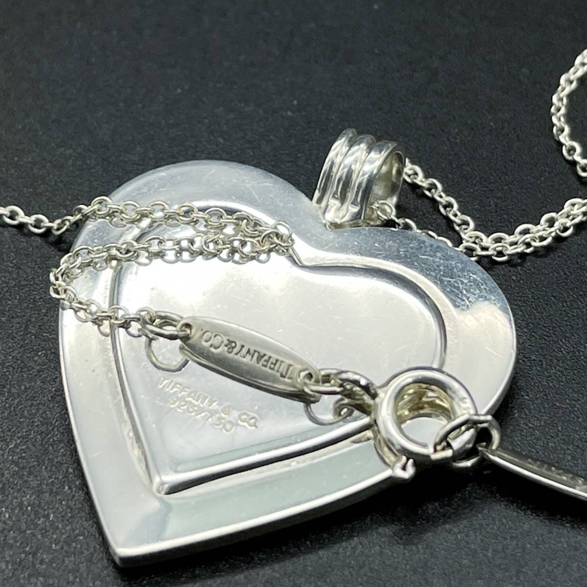 美品 希少 Tiffany&Co. ヴィンテージ ティファニー ゴールド シルバー コンビ ハート ネックレス 750 K18 SV925 AA133