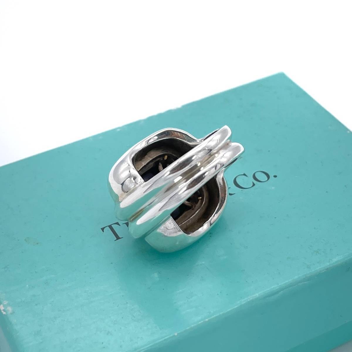 極希少 美品 Tiffany&Co. ヴィンテージ ティファニー オニキス ゴールド シルバー スクエア リング 9号 SV925 750 K18 AA139_画像2