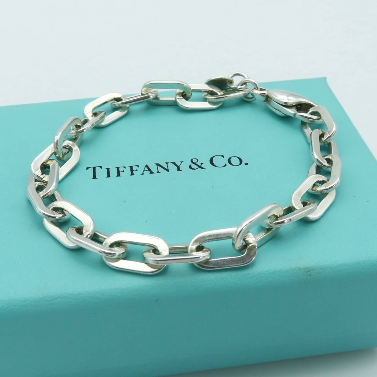 極希少 美品 TiffanyCo. ヴィンテージ ティファニー エリプス リング チェーン シルバー ブレスレット SV925 UU125 