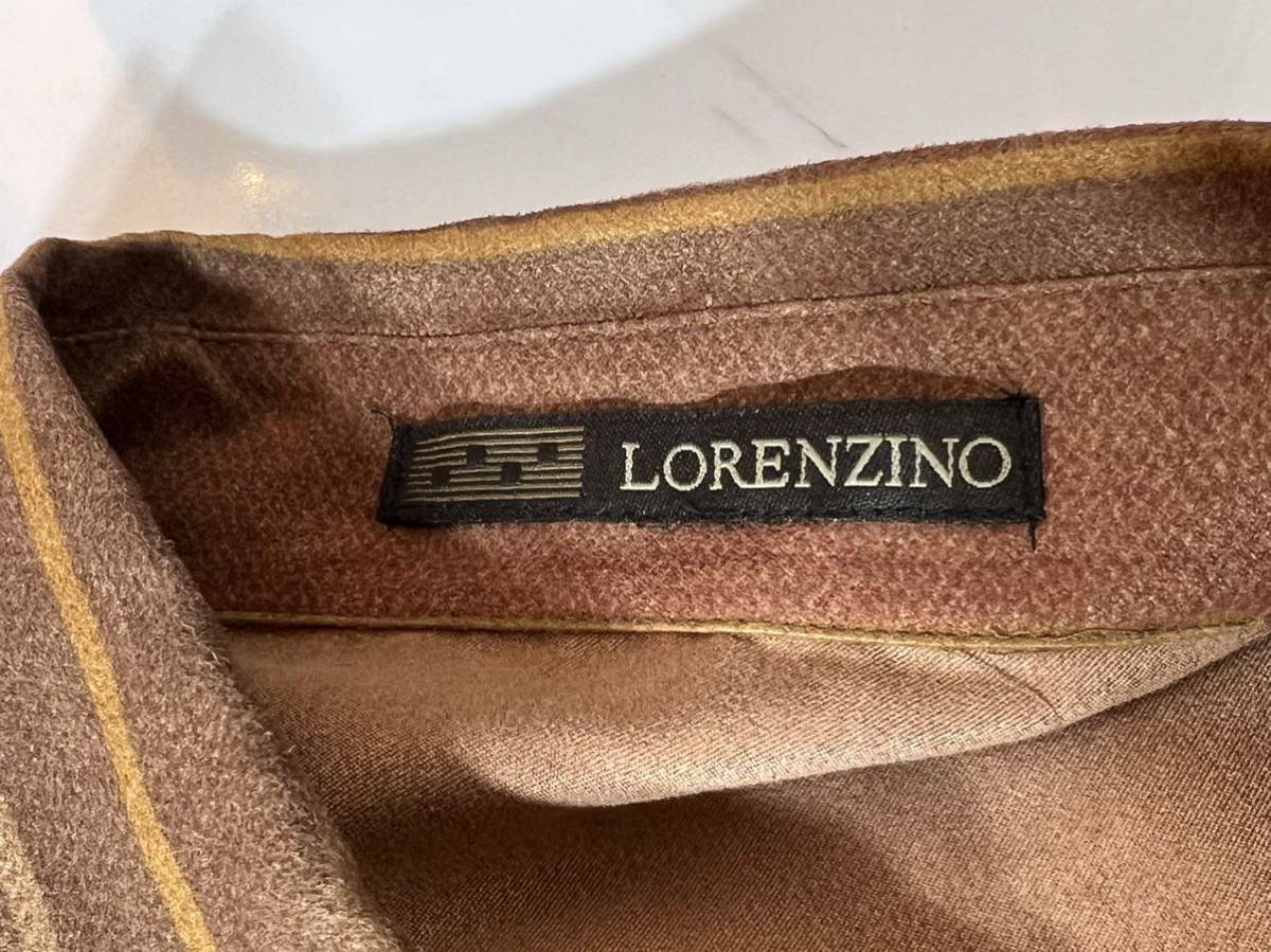 希少 超 美品 LORENZINO 90s vintage ユーロ古着 グラデーション ボーダー ビッグ シルエット フェイク スウェード シャツ ヴィンテージ_画像7