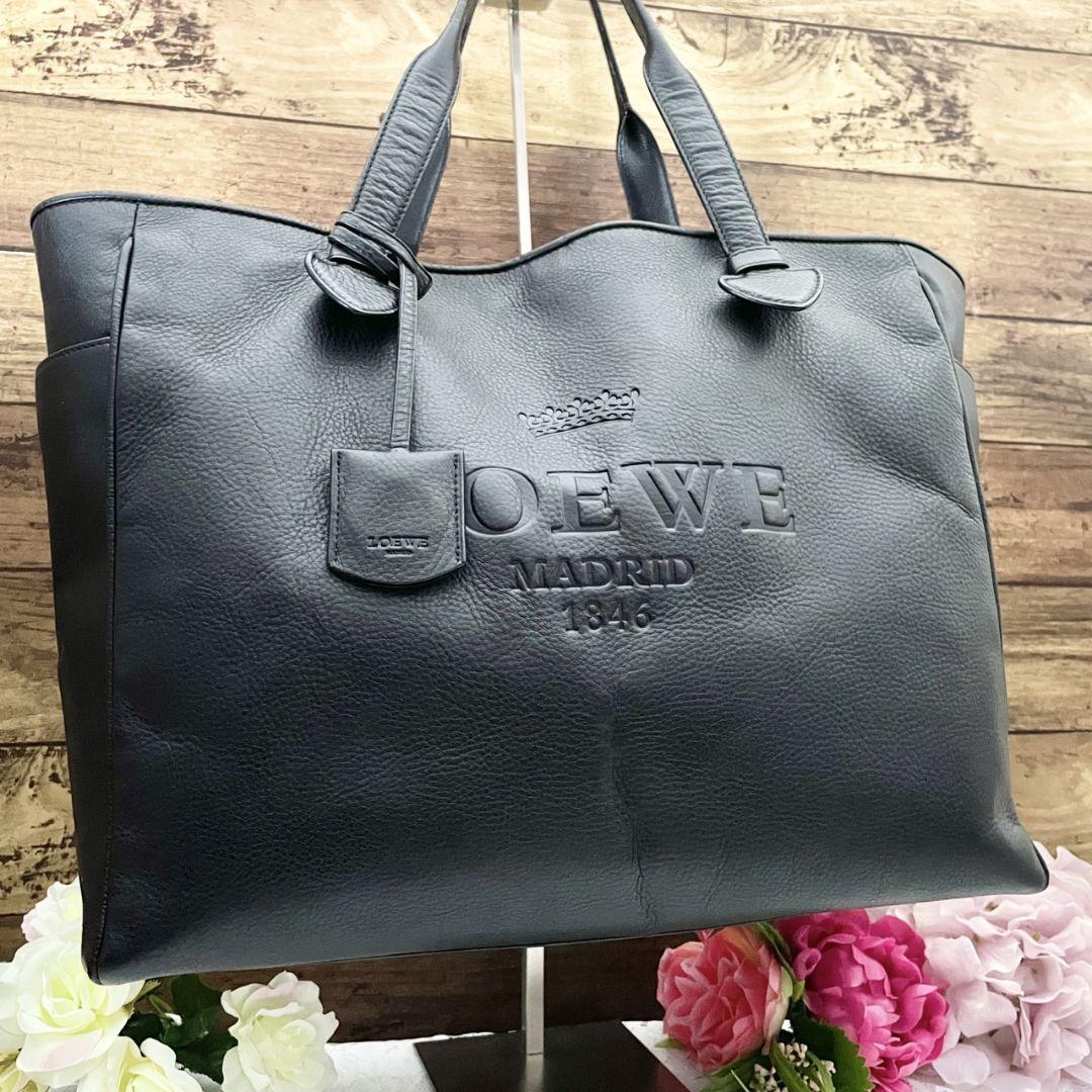 B119 LOEWE ロエベ アナグラム ヘリテージ レザー トートバッグ 鞄