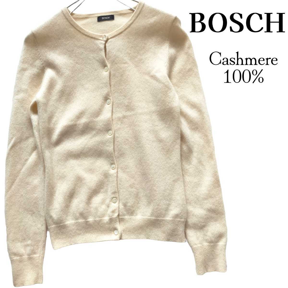 BOSCH* Bosch knitted cardigan crew neck cashmere 100% ivory eggshell white white 38 M