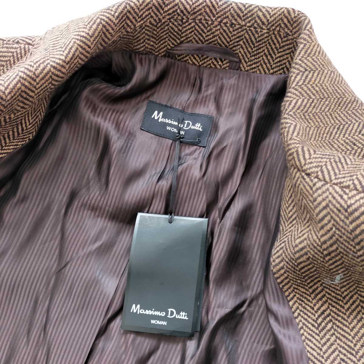  не использовался товар Massimo Duttimasimote.tiZARA Zara пальто с отложным воротником длинное пальто "в елочку" ... кнопка ремень имеется L 40