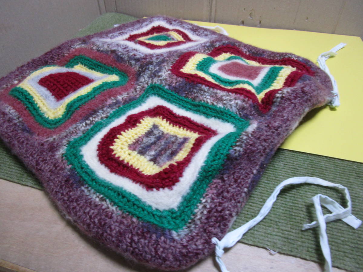 [8~A13] knitting wool . made zabuton N...80