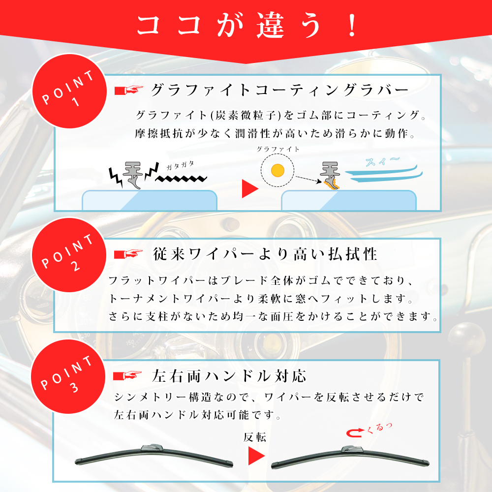 日産 ブルーバード シルフィ G10 エアロ フラット ワイパー ブレード 左右2本 セット_画像4