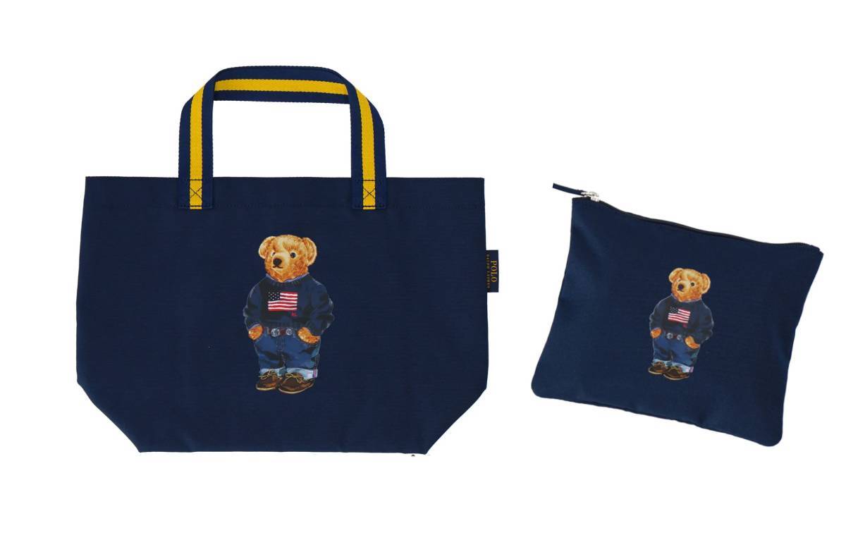 ポロ ラルフローレン ポロベア ポーチ付き トートバッグ トート バッグ ネイビー くま ベア 新品・未使用品 Polo Bear Tote  Ralph Lauren