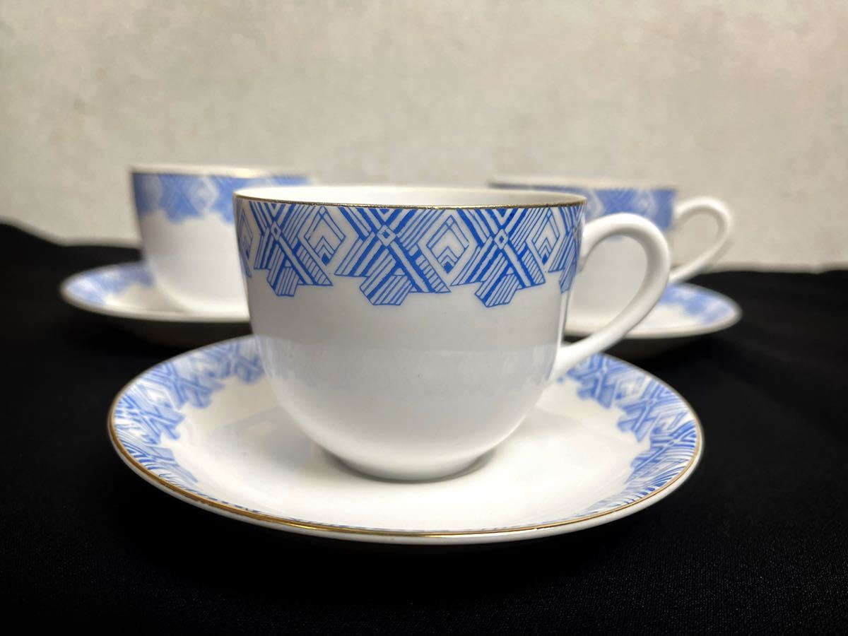 ■ 昭和レトロ カップ&ソーサー マークS 3客セット 1930年代のシェイプ アンティーク コーヒーカップ_画像3