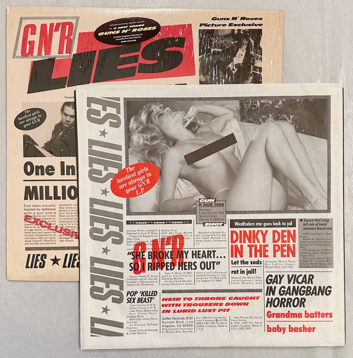■1988年 US盤 GUNS N’ ROSES - G N' R Lies 12”LP GHS 24198 Geffen Recordsの画像3