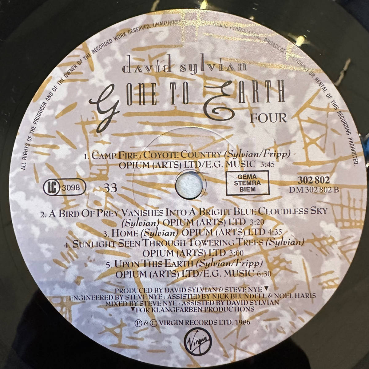 #1986 year Europe record original new goods David Sylvian - Gone To Earth 2 sheets set 12~LP 302 803 Virgin