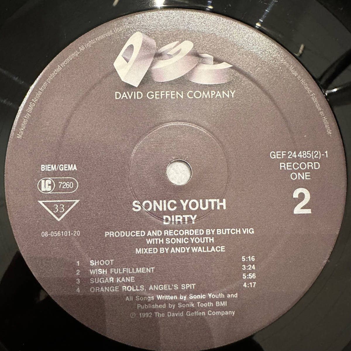 ■1992年 Europe盤 オリジナル Sonic Youth - Dirty 2枚組 12”LP GEF24485(2) / DGC / ソニックユース_画像5
